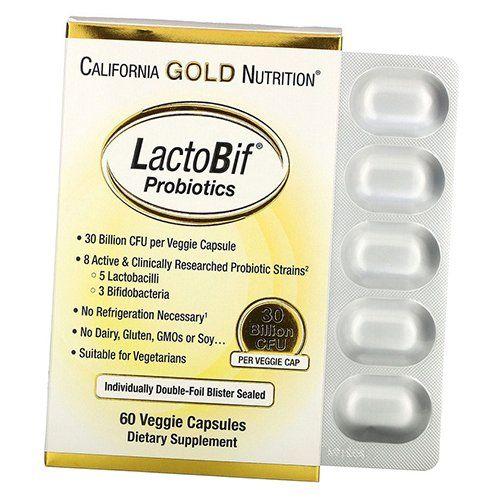 

Пробиотики, LactoBif Probiotics 30 Billion, California Gold Nutrition 60вегкапс (69427002)
