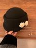 Ambience Camel Wool Knitted Flower Equestrian Hat Autumn and Winter Niche Face Newsboy Hat Cap