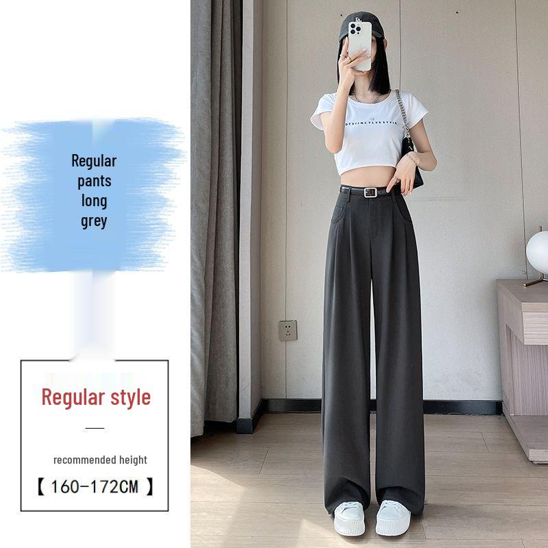 Khaki High-Waisted Slim-Fit Wide-Leg Dress Pants for Women - Spring/Summer Collection
