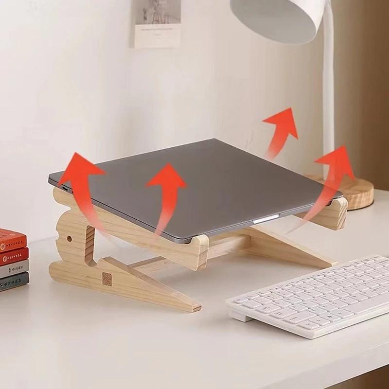 Massivholz Laptopständer Desktop-Organizer Abnehmbare vertikale Halterung Kühlbasis für Laptop Praktisches Zubehör