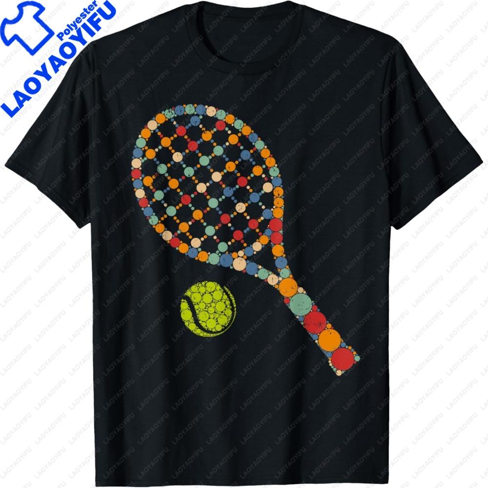 Retro Tennis Player  Ball with Polka Dots Happy Dot Day Boy TShirt Women Summer Tees Outdoor Sports Enthusiasts Clothes