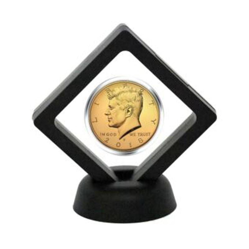 Floating Challenge-Coin Medal ANY Coin Holder Display Case2*Display Stand