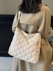 Cotton Casual Square Tote Bag With Embroidery And Large Capacity For Daily Use