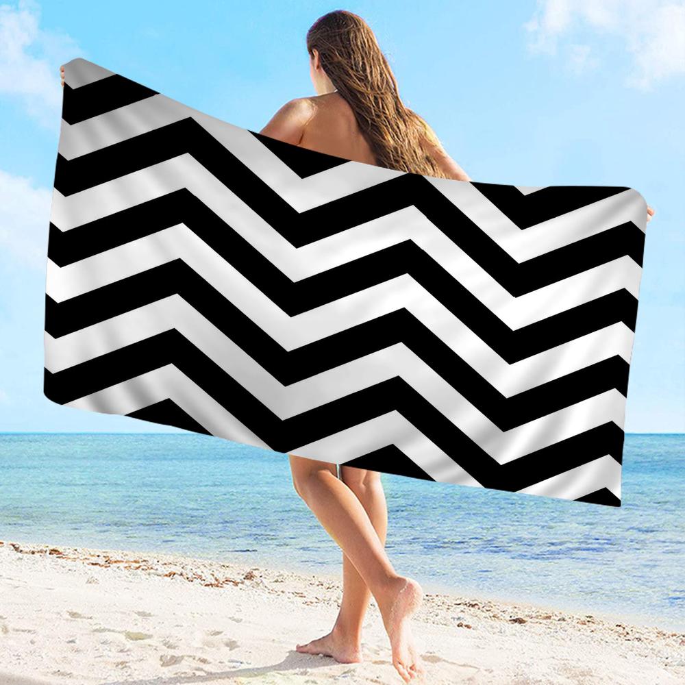 

Black and White Pattern Towel Microfiber Beach Towel Absorbent Quick dry Soft Yoga Swimming Resort Mountain Climbing Towel W30*H60(CM)
