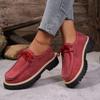 Women's Autumn Lace-Up British Style Loafers, Retro Thick-Soled Platform Footwear, Available In Large Sizes.
