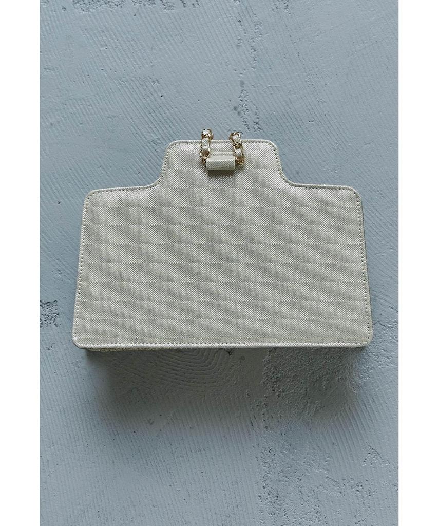 [niana] Eckige Tasche mit Kettenhenkel, Partytasche, Clutch, Handtasche, Grau, F