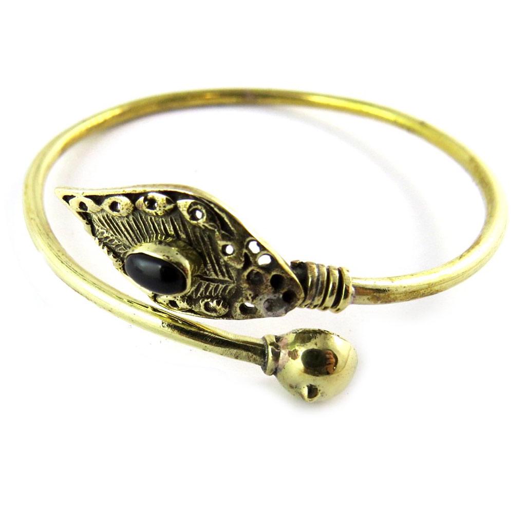 Les Trésors De Lily [N8093] - Black and Gold 'Navajos' Designer Bracelet