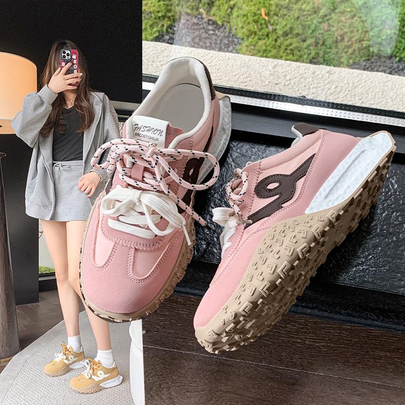 2025 Spring New Thick-soled German Training Shoes Women's Color Matching Versatile Forrest Gump Shoes Fashion Casual Lightweight Sports Women's Shoes