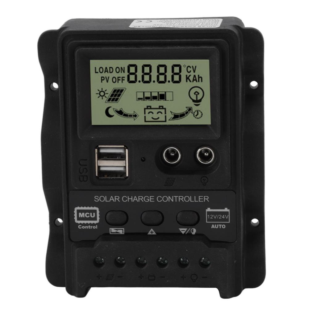 K1688 Solar Charge Controller PWM Dual DC with Black Shell Solar Panel Regulator for Home 20A