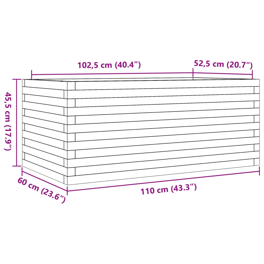 Plant Box Wax Brown 110 X 60 X 45.5 Cm Solid Pine Wood