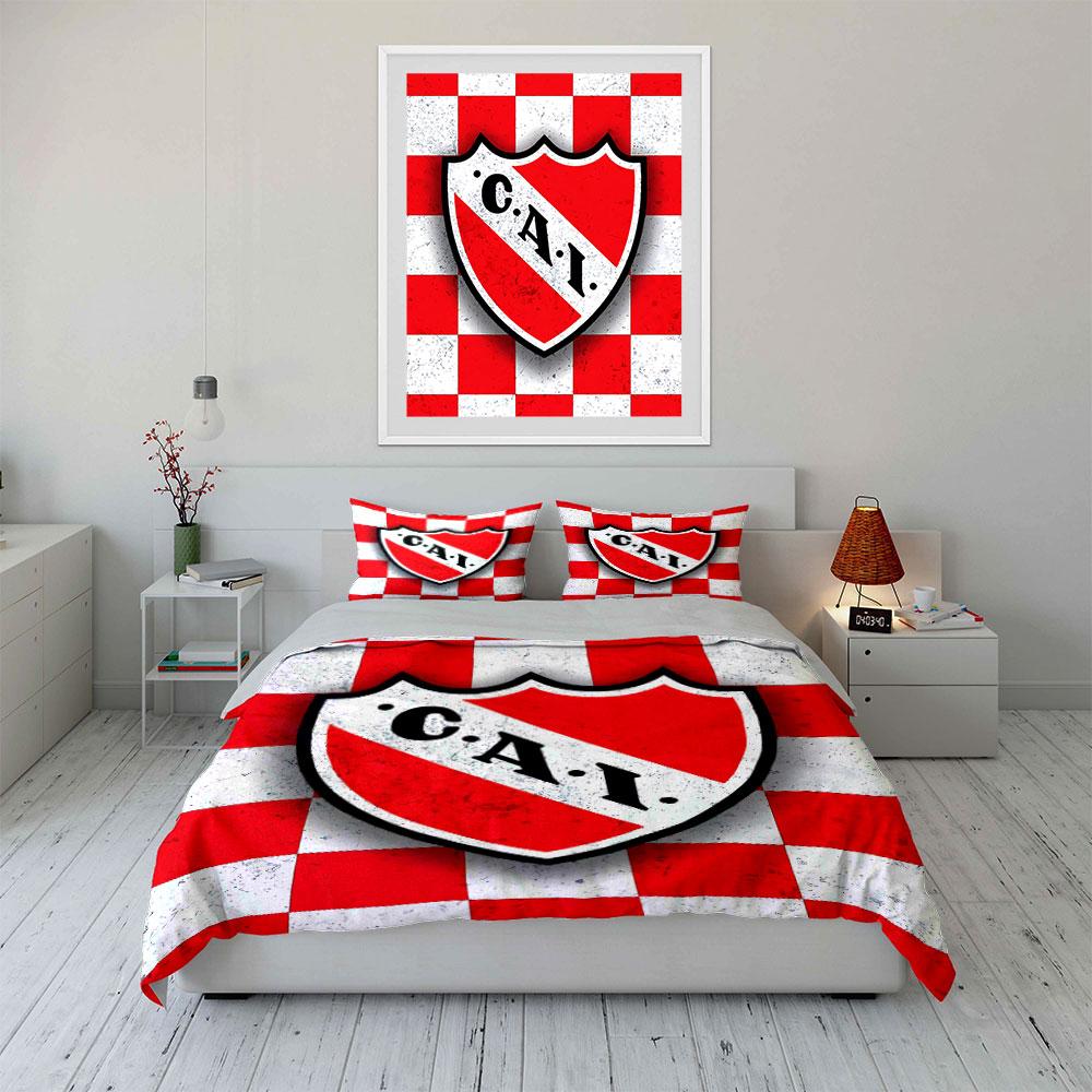 Red and White Shield Pattern Set Bedding Duvet Cover Set Duvet Cover Pillowcases (1 * Duvet Cover 2 * Pillowcases, Without Duvet Insert)