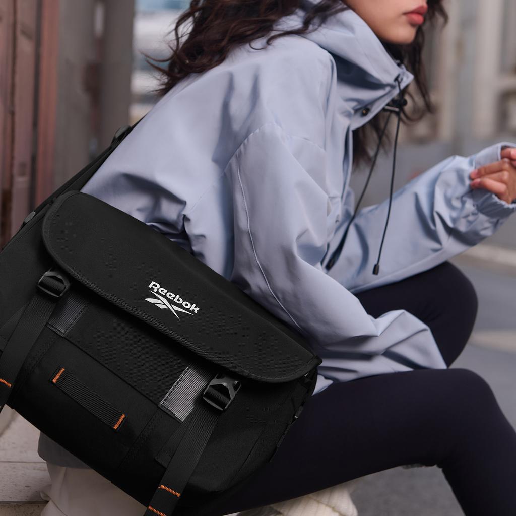 New Reebok Fabric Shoulder Bag, Crossbody Bag, Messenger Bag Regular Unisex Black RB240079M