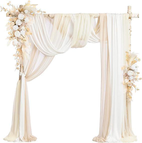 Luxury Wedding Arch Flower Six-Piece Set - 2 Pieces Flower Game 3 Pieces Curtain 1 Arch Suitable For Wedding Diy Decoration