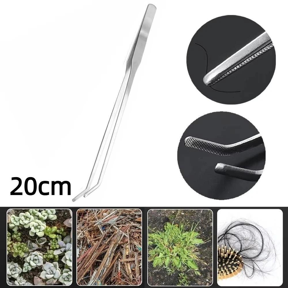 4Pcs Straight/Curved Tips Stainless Steel Tweezers Long Handle Cooking Clamps Bonsai Care