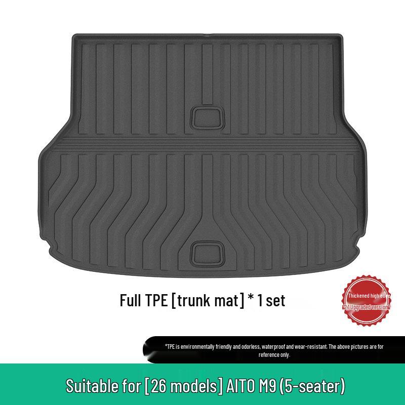 Eco-friendly TPE Car Mats Set for 2024-2025 AITO M9: Orange Floor, Seat Back, and Trunk Mats