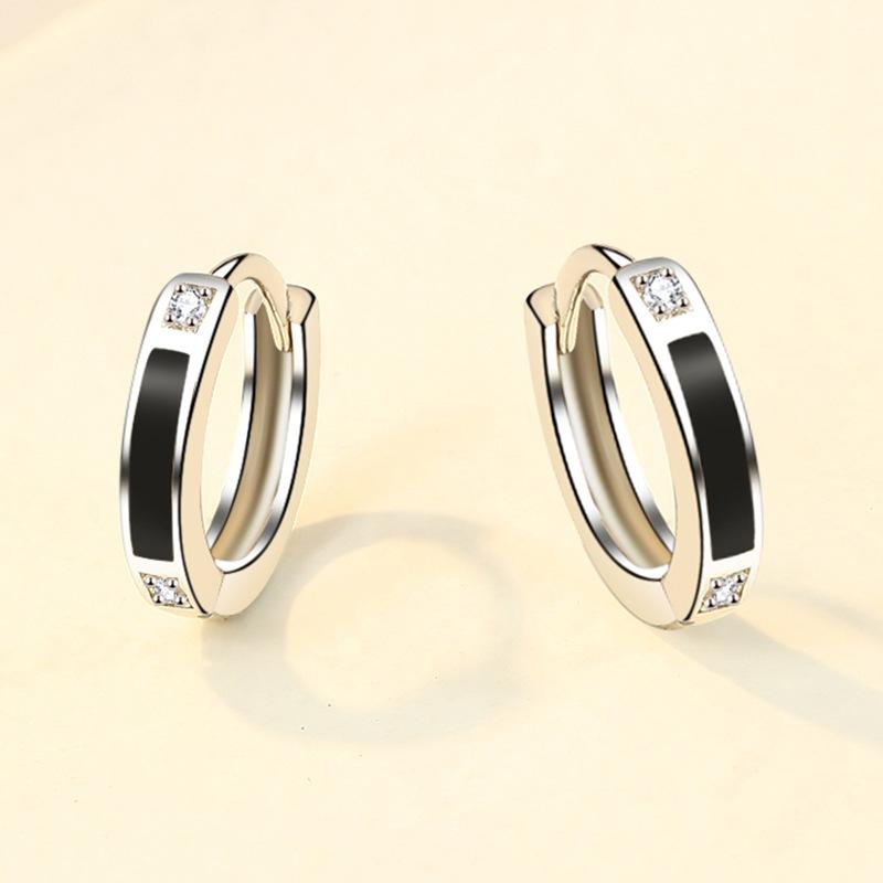 Ohrringe aus 925er Sterlingsilber für Damen, origineller Charme, doppelte Creolen mit Pavé-Zirkonia, feiner Verlobungs- und Jahrestagsschmuck, Geschenk 5355