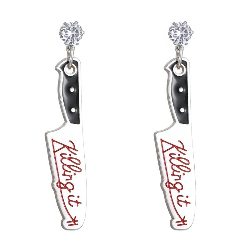 Готическое колье-чокер с бантиком и подвеской-лезвием, серьги, украшение для женщин, элегантная бижутерия с регулируемым дизайном из сплава