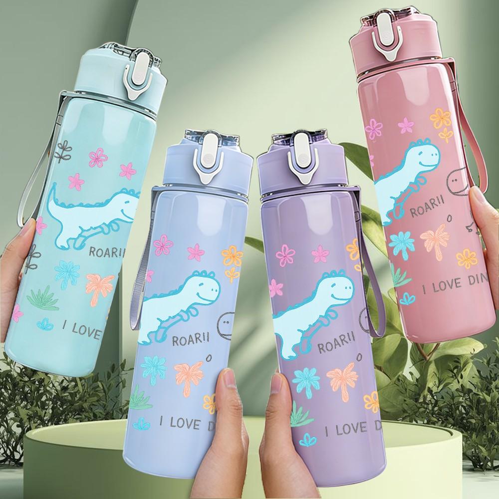 1PC Sea Creature Doodle Kid Pattern 750ml Color Plastic Sports Water Bottle Leakproof Flip Straw Lid Suitable for Sports Office Home Use