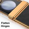 PU Leather Phone Case for Samsung Z Flip 7 fe 6 5 4 3 Flip6 Flip5 Flip4 Flip3 Hinge Protective Gold Frame Cover