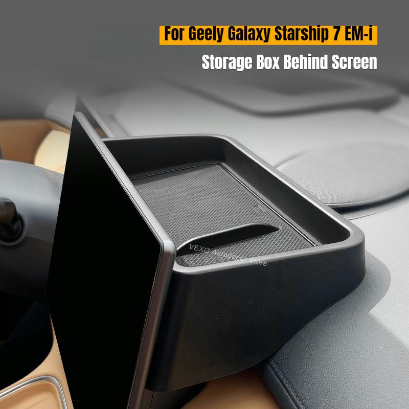 For Geely Galaxy Starship 7 EM-i Storage Box Behind Screen Organizer Rear Hidden Case Car Dashboard Storage Tray Interior Parts