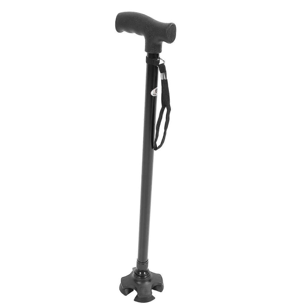 Quad Cane Adjustable Height Anti Slip Lightweight Retractable Senior Walking Stick with 4 Pronged Base for Mountaineering