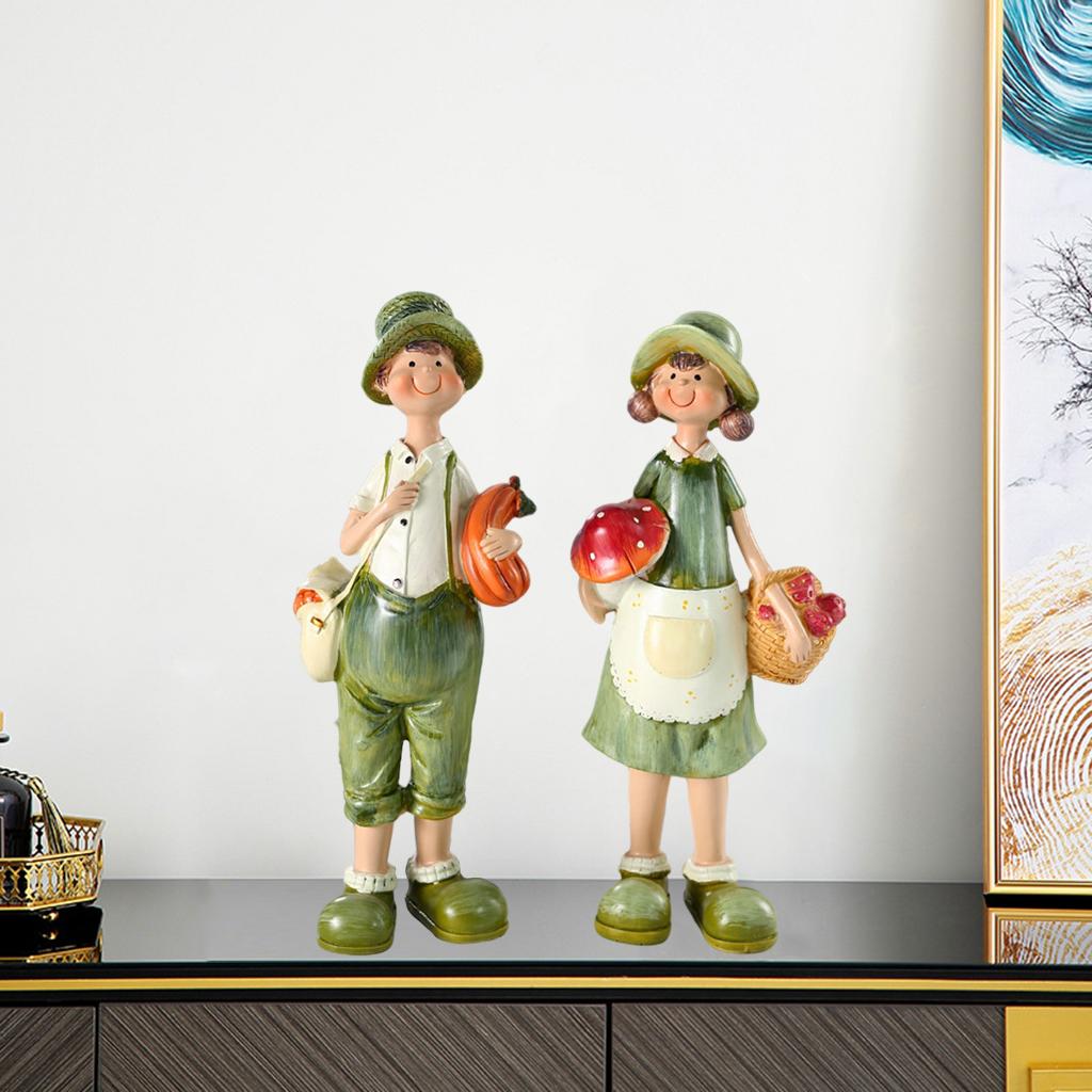 2Pcs/Set Resin Couple Ornament Love Statue Sculpture Figurine Home Livingroom Décor Accents Sculptures Engagement Couples Gift