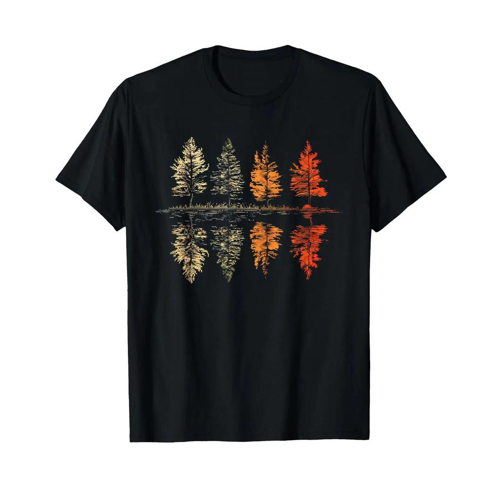 Nature Reflection Trees Outdoor Wildlife Autumn Forest T Shirt vintage Washed Soft Casual desig