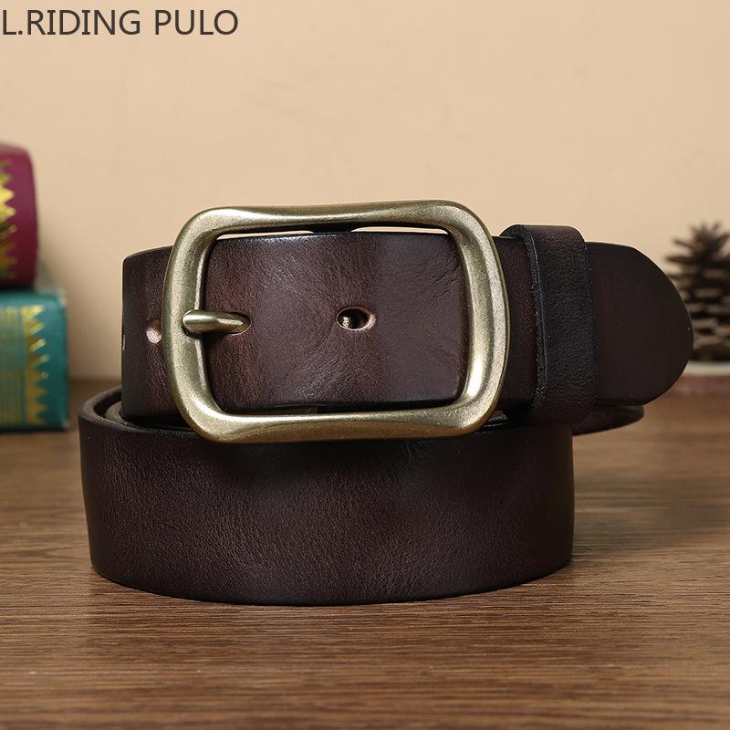 Мужской и женский ретро-потертый вручную универсальный плиссированный медный ремень — фото 8