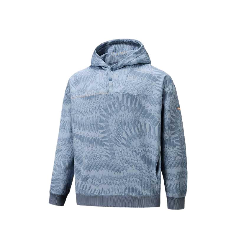 

ANTA Men s Half-Button Patterned Hooded Sweatshirt Blue 172541705V-1 M