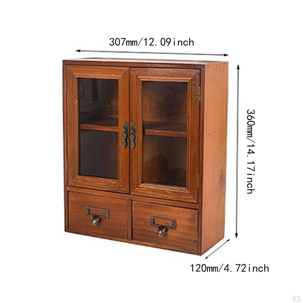 Wooden Storage Cabinet Cosmetic Box Multifunction Makeup Shelf Rack with Compartments Desk Organizer
