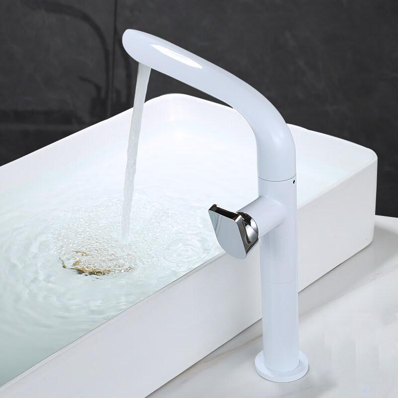 TLXT Leaf Silver Swivel Tall Basin Faucet