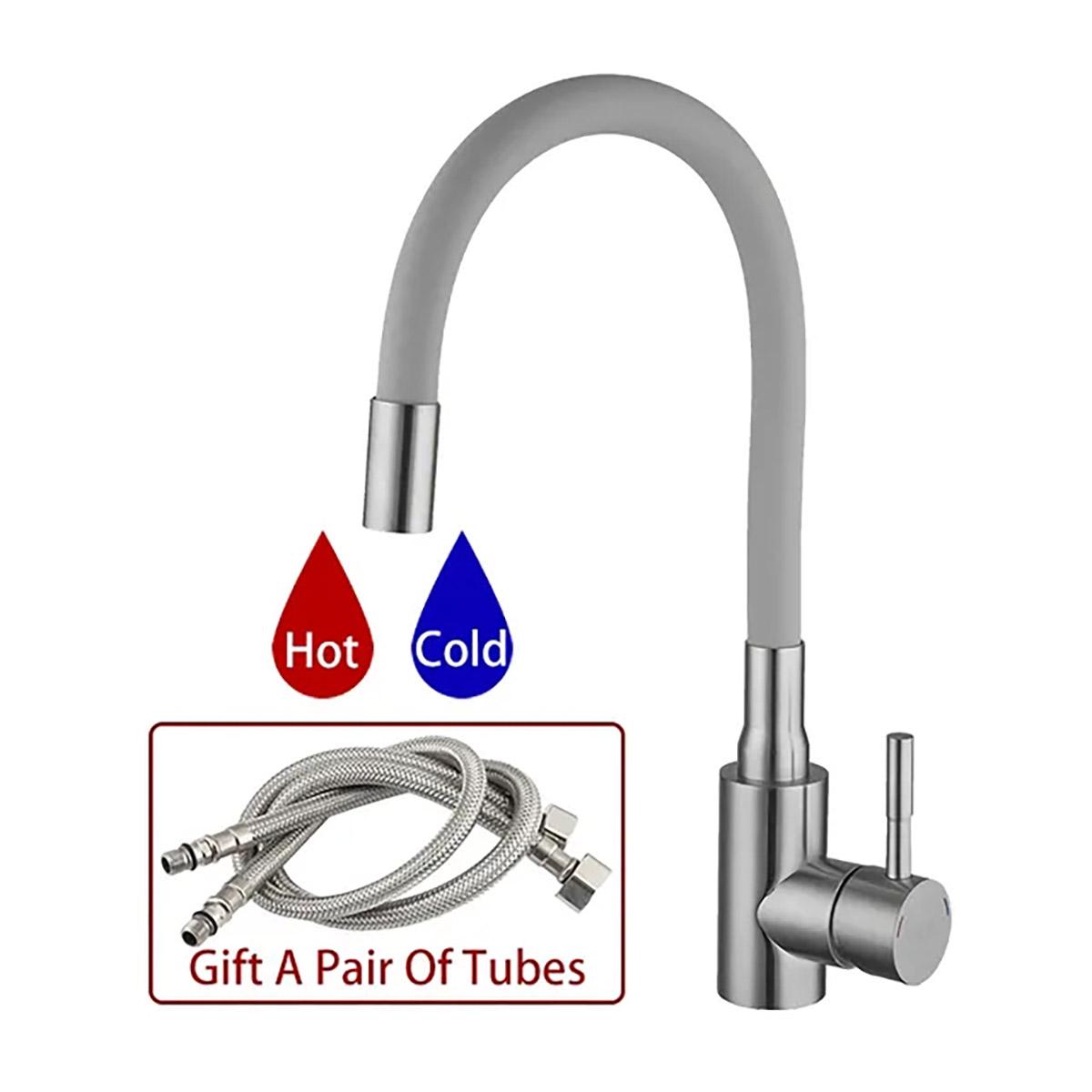 

ULA красочный шланг кухонный кран кухонный смеситель для горячей и холодной воды смеситель для раковины для кухни из нержавеющей стали G1/2 серый