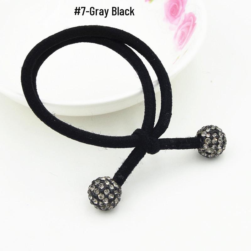 Korean Style Rhinestone Ball Hair Tie - Festive Red, High Elasticity Double Strand Knot Pure Natural