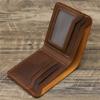 Vintage Genuine Crazy Horse Leather Wallet for Men Short Purse Designer Man Credit Card Holder Wallets