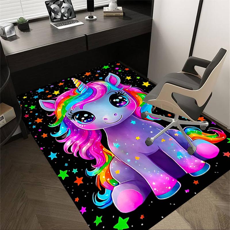 

1 шт. Единорог Звездный Очень Большой Нескользящий Коврик для Пола, Офис, Семья, Спальня, Студия Большой Ковер, Долговечный Материал-J0406 60cm by 90cm