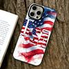 Artistic American Flag  Phone Case For iPhone 17,16,15,14,13,12,11 Plus,Pro Max,XS,Colored Silver Plated Inside Cover