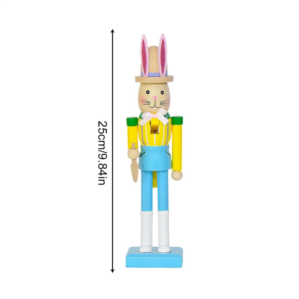 Easter Nutcracker Holiday Decorative Rabbits Figurine Easter Bunny Wooden Nutcracker Decoration For Spring Mantel Fireplace