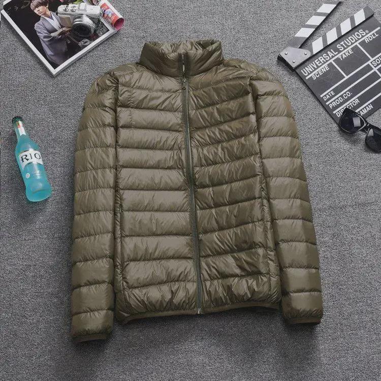 Men's Extra Large Lightweight Feather Jacket - Short Style for Middle-Aged & Elderly
