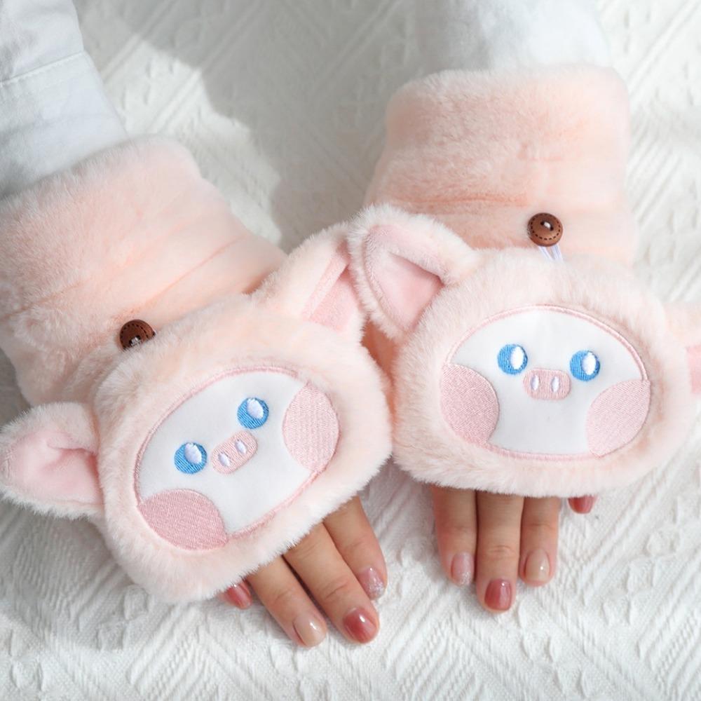 Cartoon Animals Children Gloves Soft Half Finger Gloves Fashion Cartoon Winter Gloves  Winter'