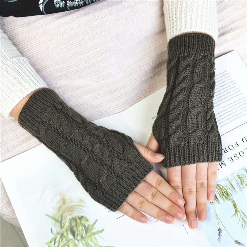 New Women Hand Warmer Autumn Winter Fashion Knitting Faux Wool Mitten Warm Fingerless Female Gloves