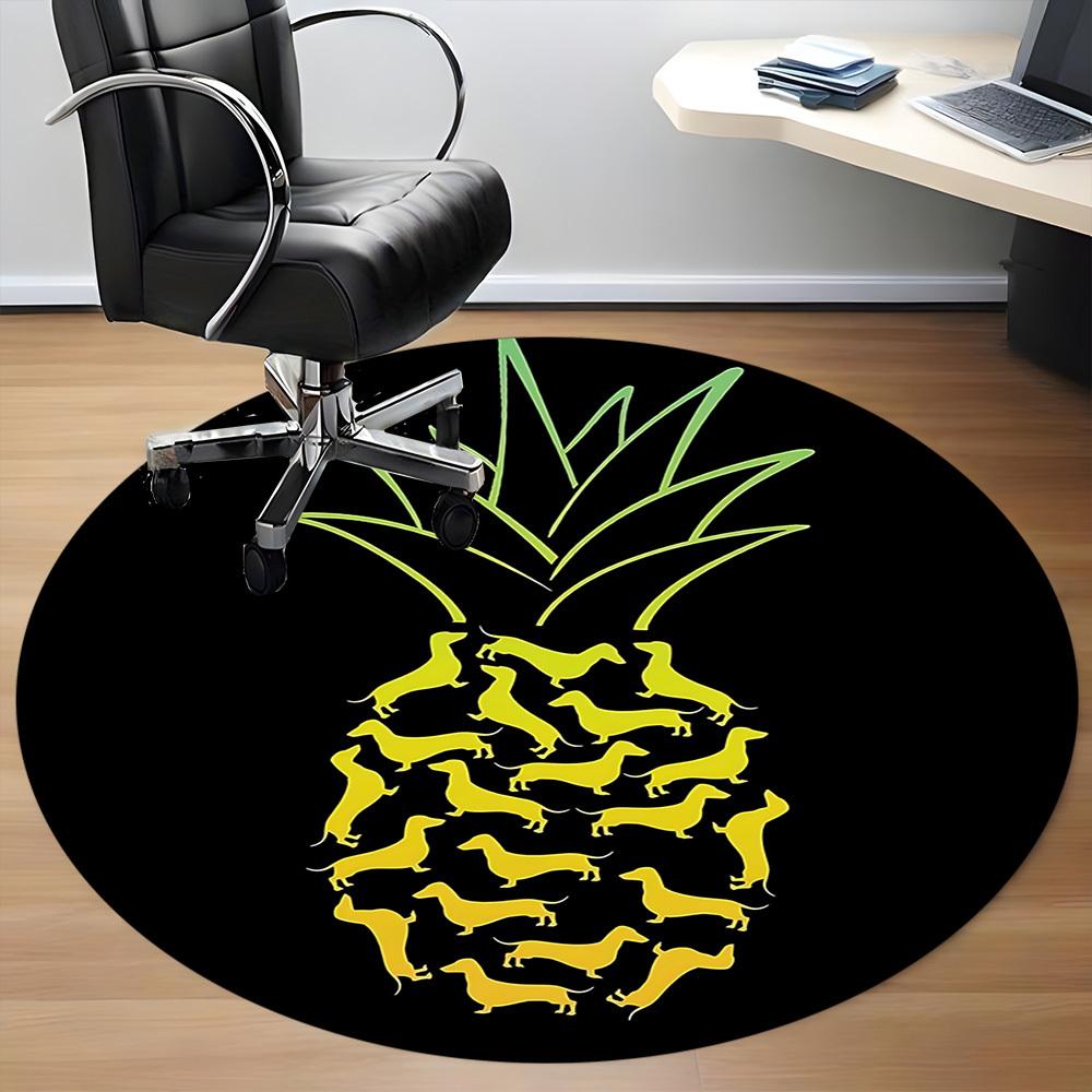 1PC Pineapple Dogs Office Round Area Rug, Indoor Mat Suitable ForOffice, Under Office Chairs Bedroom Living Room Home Decor, Room Deco f158