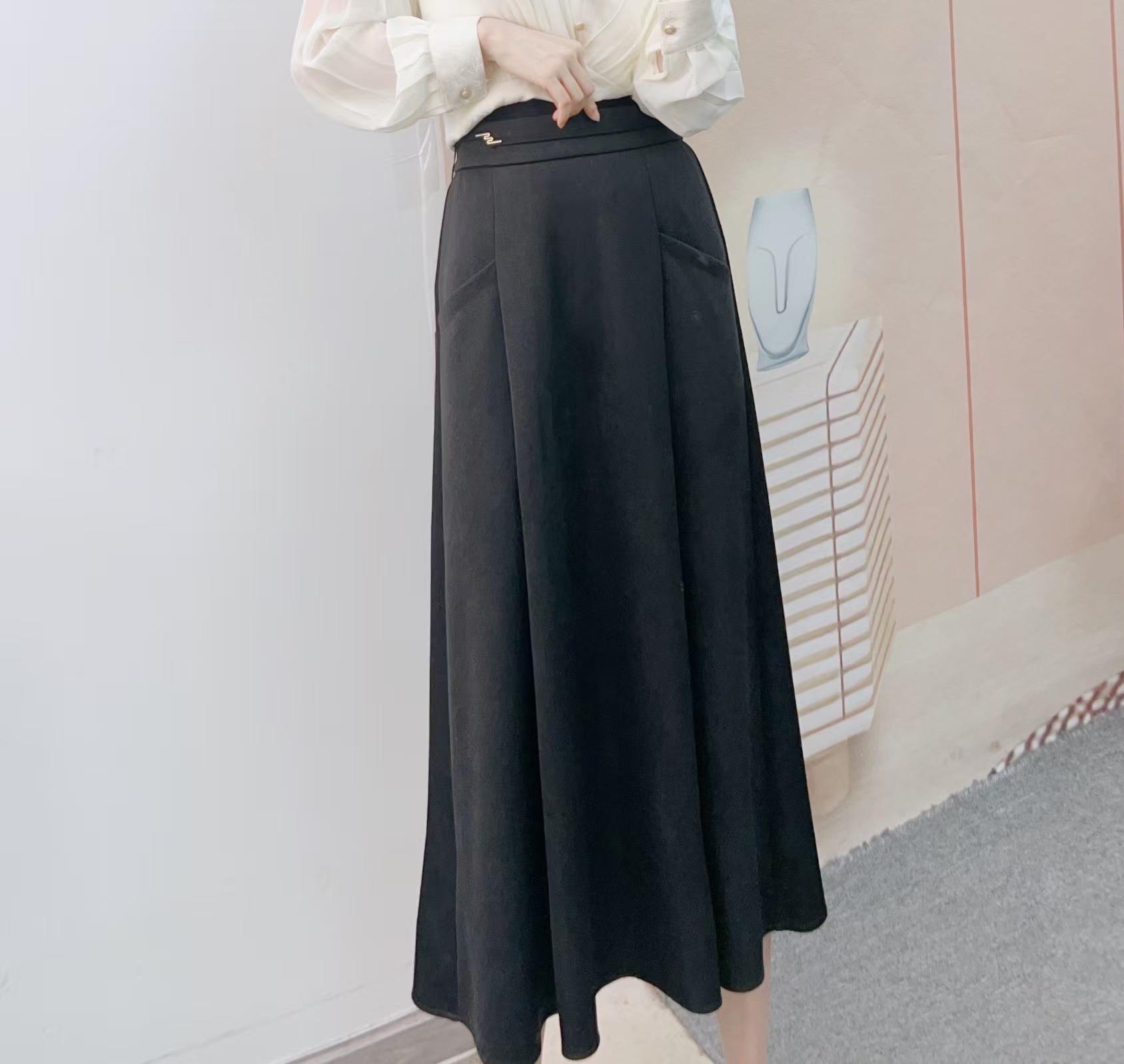 Spring 2026 Fashion Jacquard High-Waisted Umbrella Skirt L чёрный