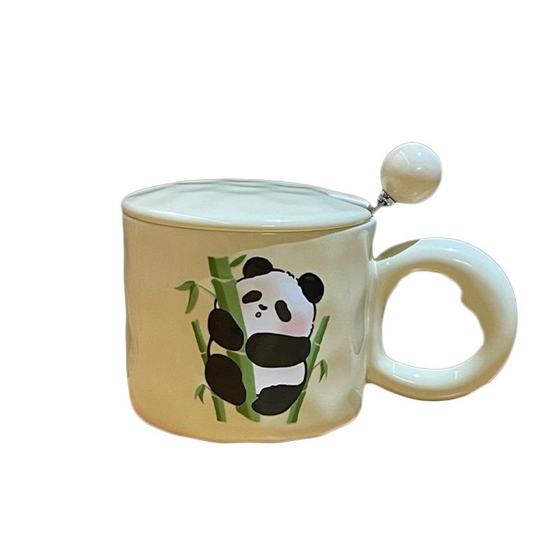Graduation Gift for Teacher Souvenirs for Girls Ceramic Mug with Lid Panda Water Cup Practical Cup Men