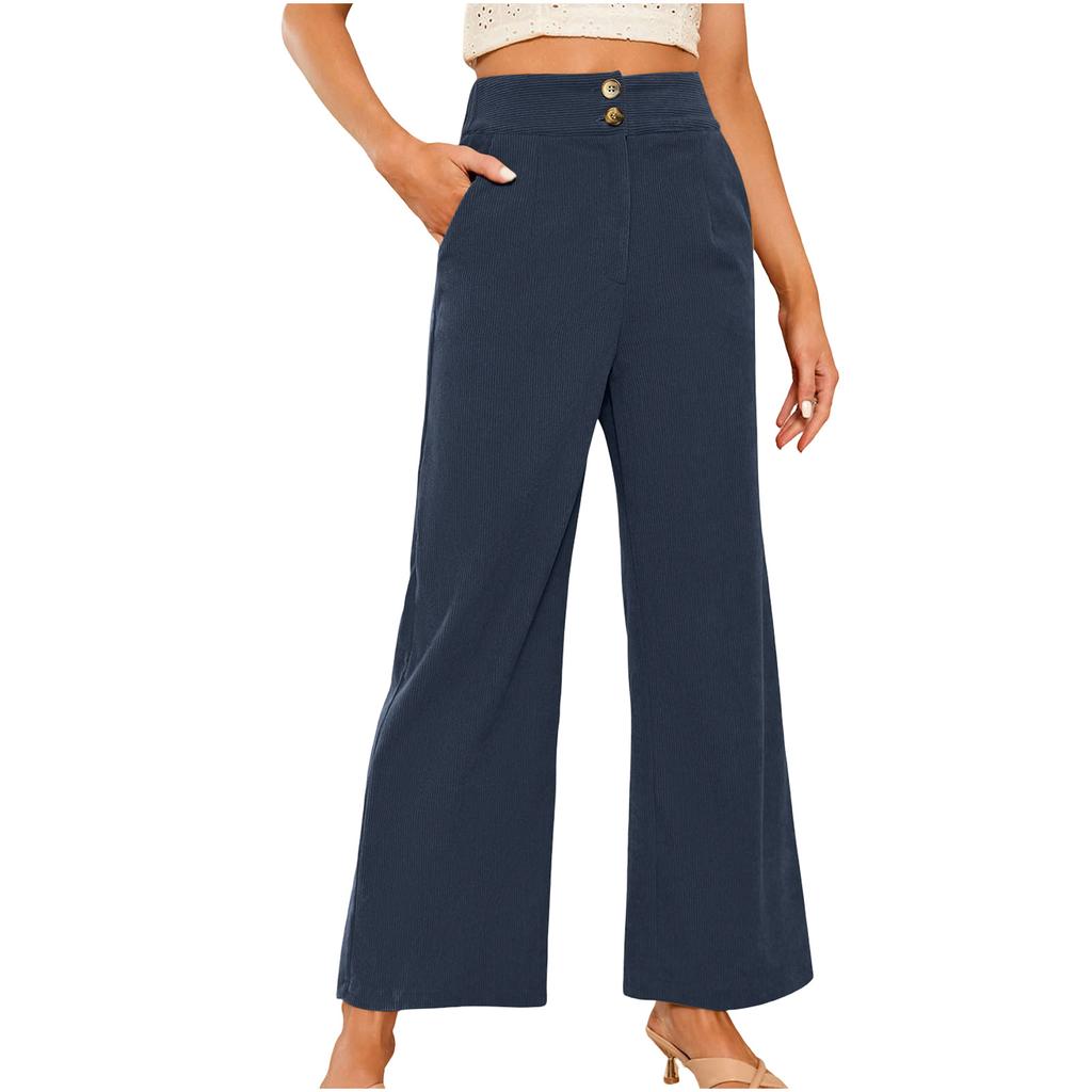 Women's Corduroy Pants Casual Women's Color Corduroy Loose Straight Pants