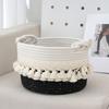 Stylish Cotton Rope Woven Storage Basket Contemporary Tassels Cotton Rope Basket Practical and Soft Storage Container