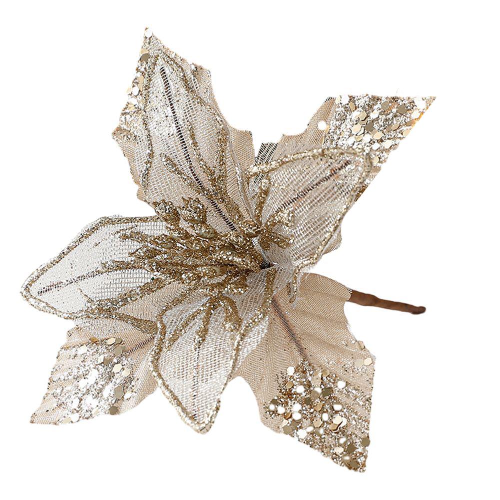 

Рождественский цветок Ткань+Пластиковый цветок Диаметр 18см шампанского