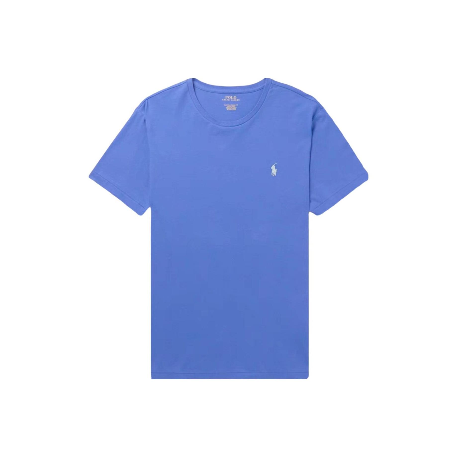 

Polo Ralph Lauren однотонный логотип вышитый круглый вырез прямой крой короткий рукав футболка мужские топы синий 710671438-195 M