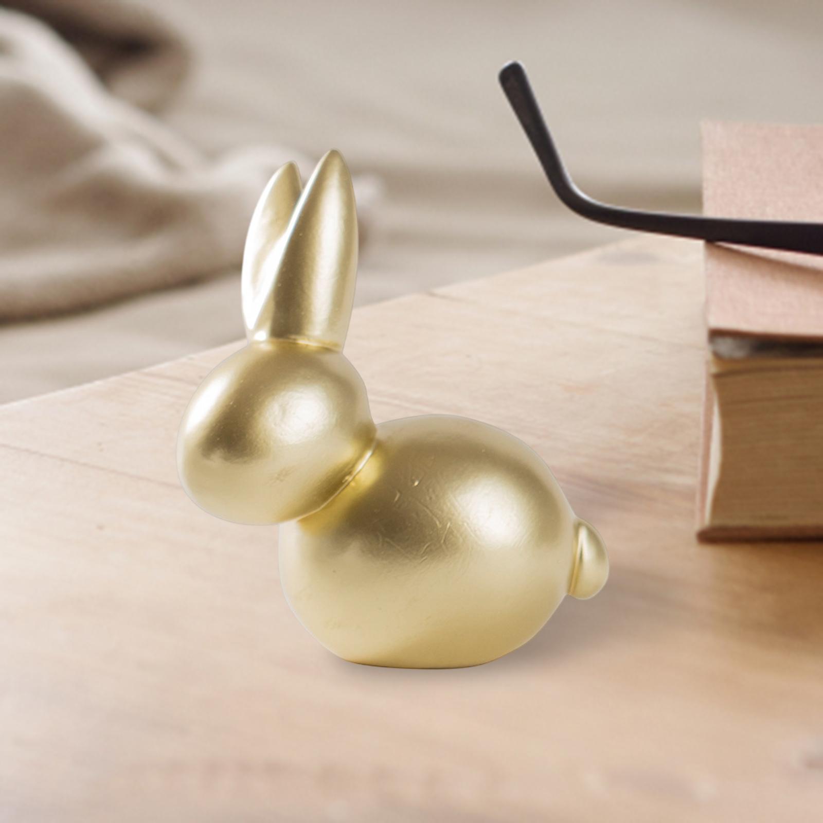 

Resin Rabbit Figurine Decorating Modern Statuette Golden Bunny Ornament for Mantel Bookshelf Dining Tables Centerpieces Bedside