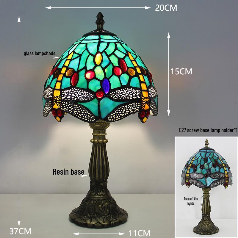 Tiffany Vintage Stained Glass Table Lamp for Bedside or Cafe