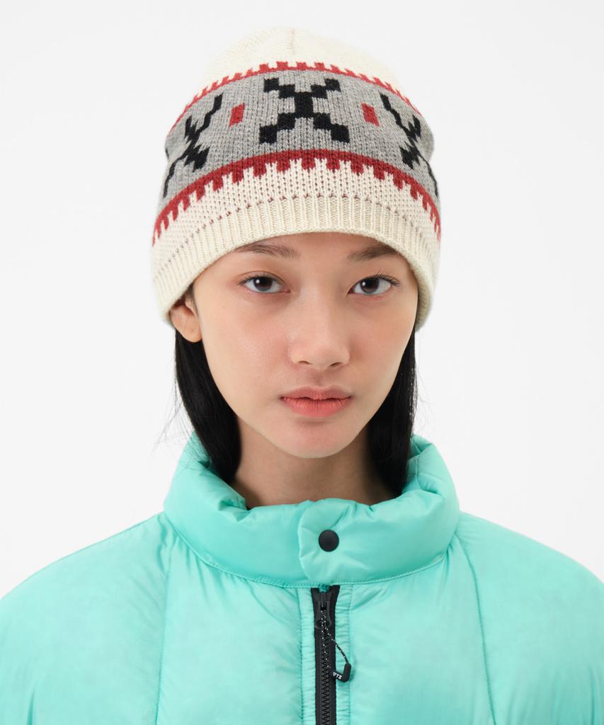 DIMITO Crochet Block Beanie Ivory